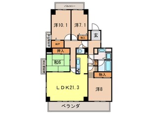 プリンセスパーク夙川の物件間取画像